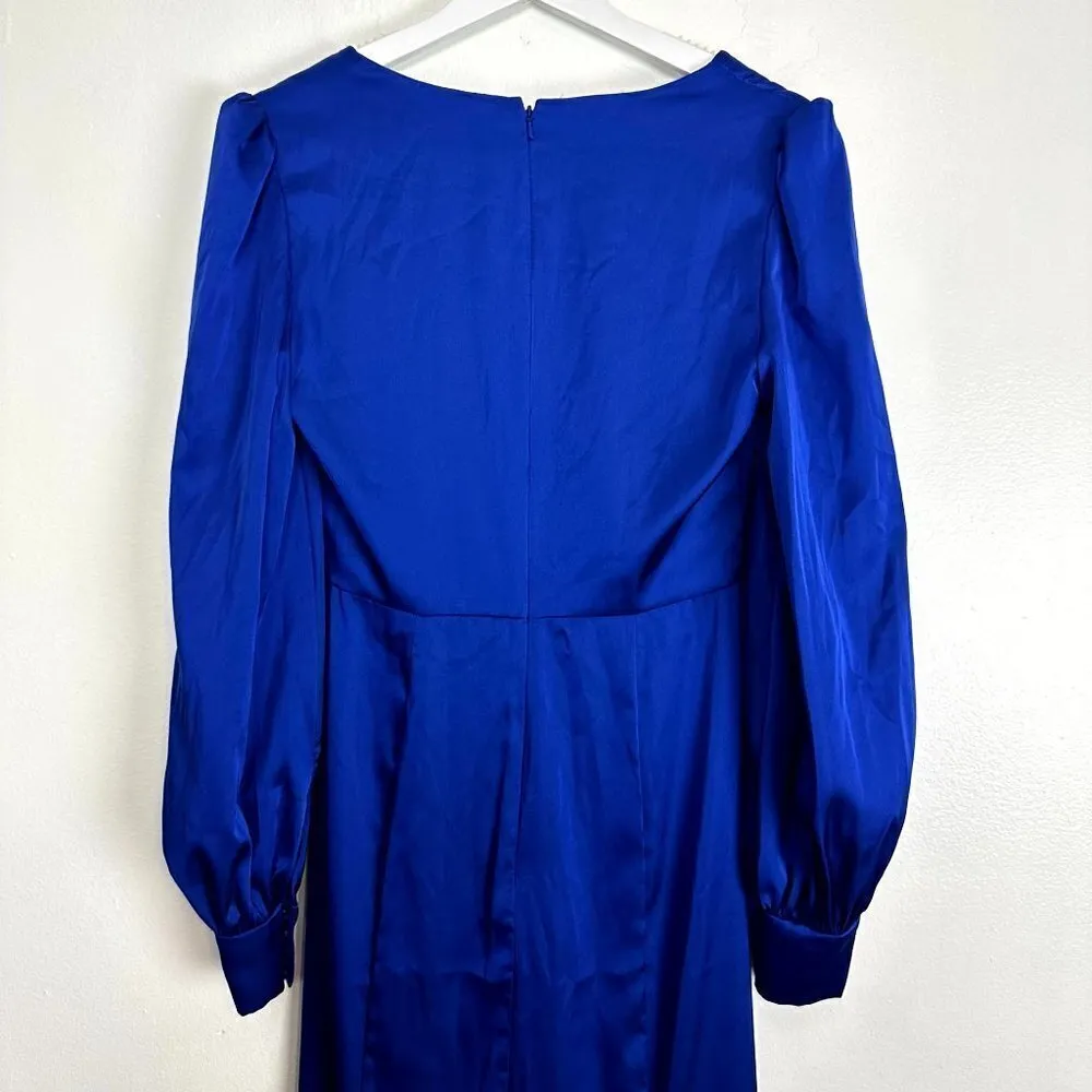 MAC DUGGAL Empire Long Sleeve Satin Trumpet Gown in Royal Blue Size US 4 - Image 7