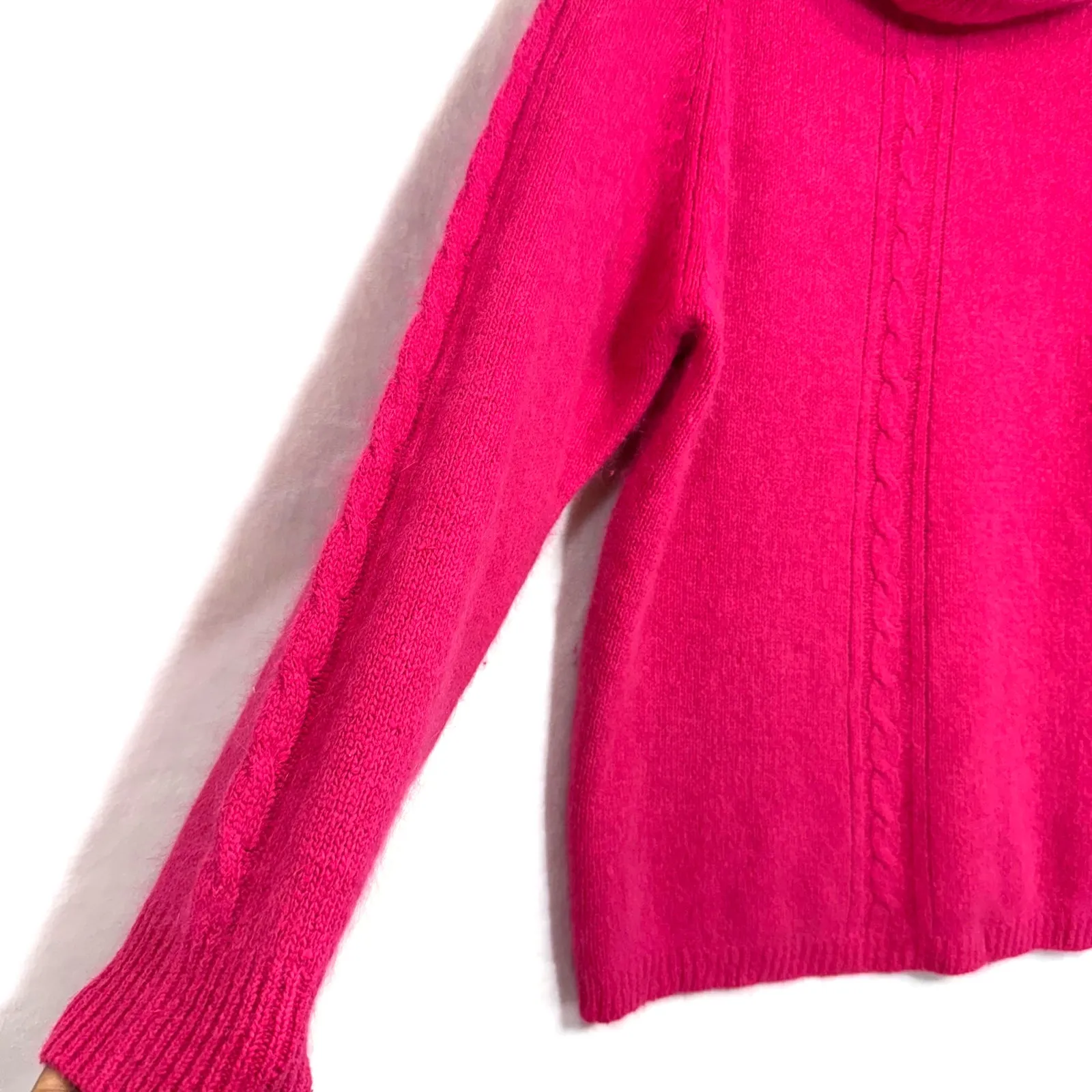 VTG Eminent M Silk Wool Blend Turtleneck Sweater Pink Fuzzy Soft Knit Preppy 90s Size M - Image 2