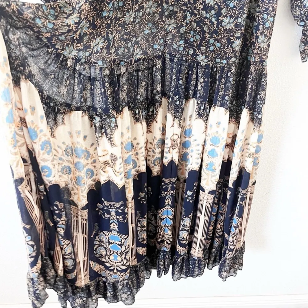 Free People Feeling Groovy Border Boho Floral Tiered Midi Dress in Multicolor - Image 4