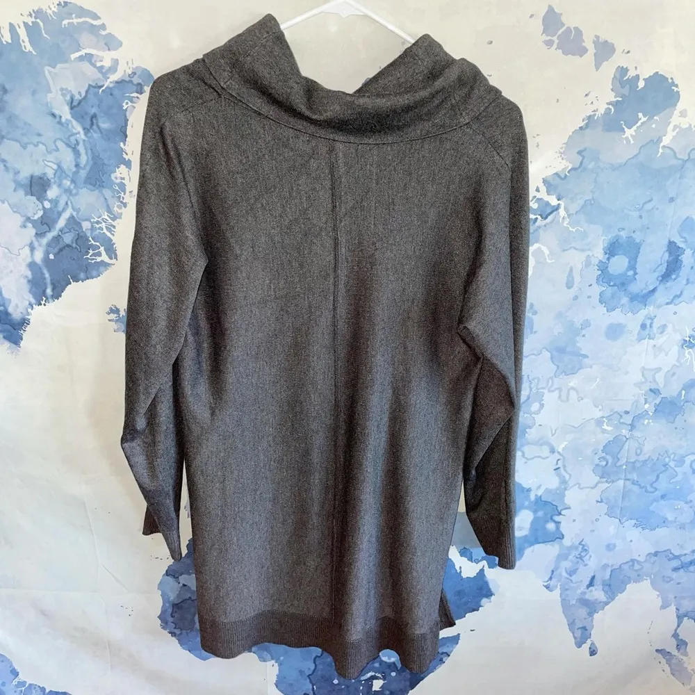 Joan Vass Cowl Neck Grey Tunic Sweater - Image 2