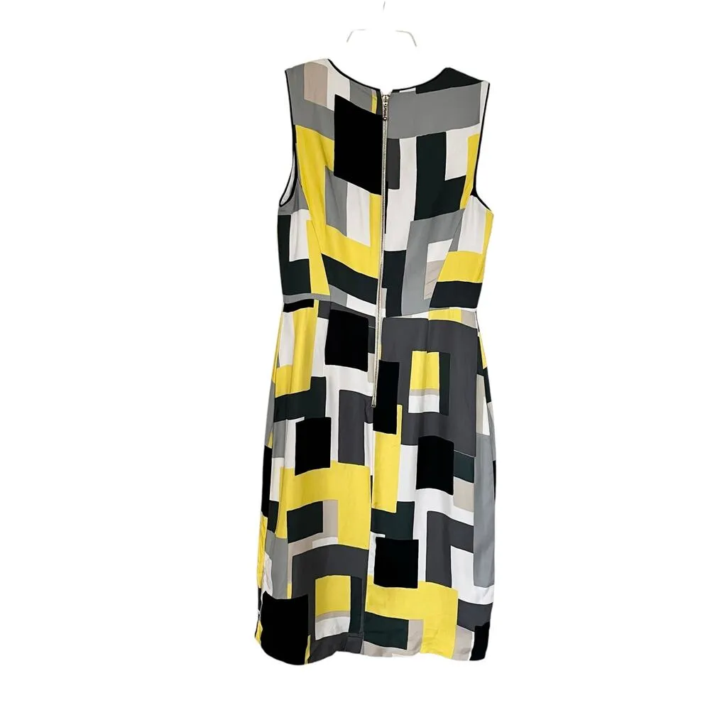 Kate Spade Della Loden Manhattan City Gray Yellow Geometric Sheath Dress Size 4 - Image 3