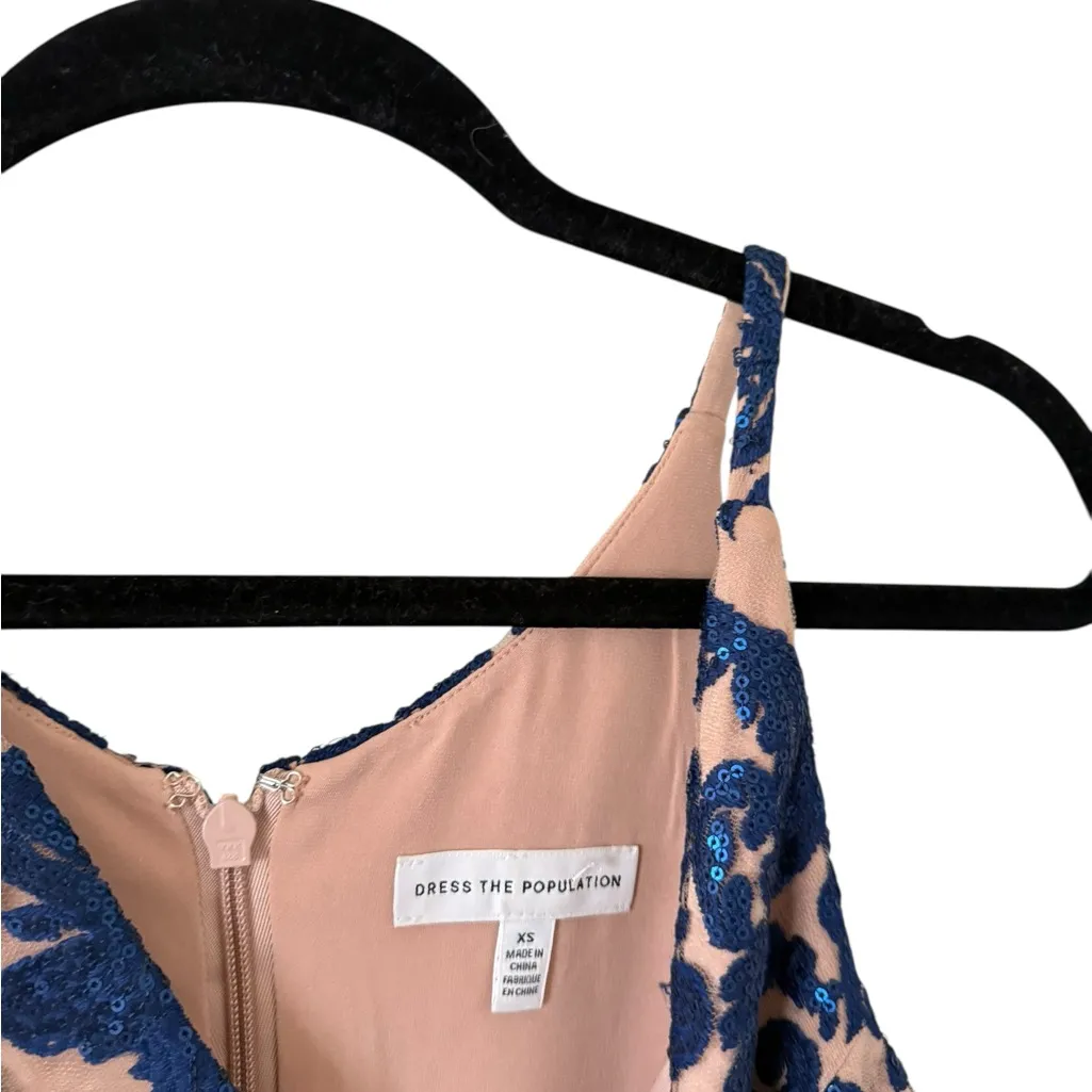 Dress the Population Blair Dress in Navy/Nude - Image 7