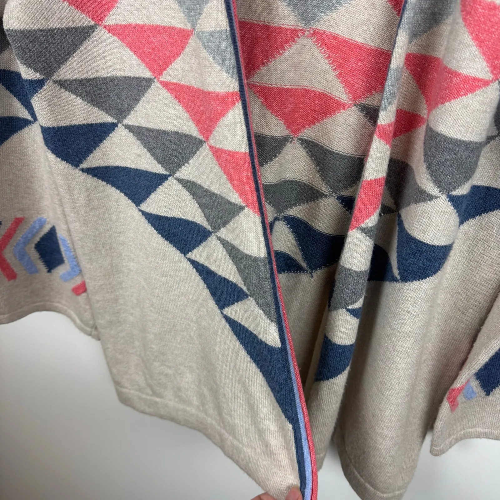 J Jill Womens Intarsia Open Front Cardigan Sz MP | Aztec Western Academia Boho Tan - Image 4