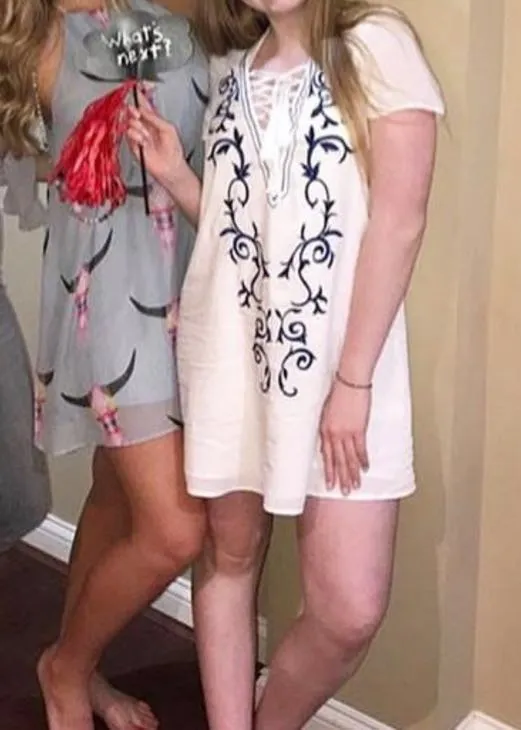 Lulus White With Blue Embroidered Shift  - Image 4