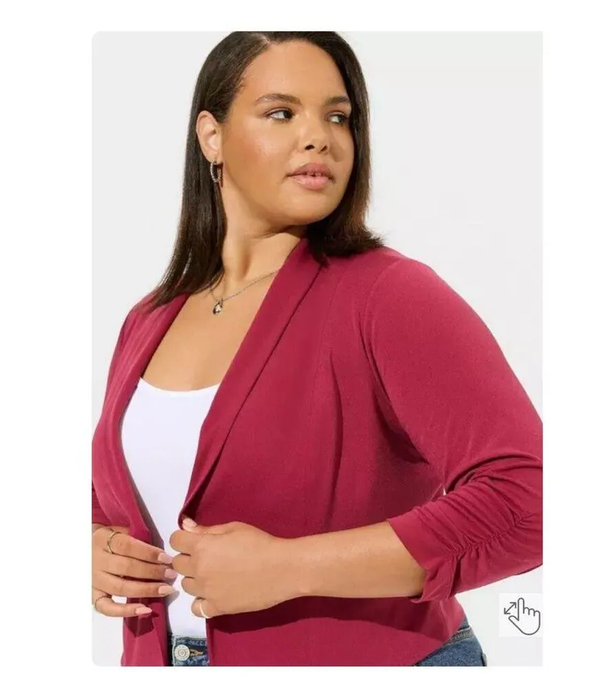 Torrid Pink Studio Crepe Cropped Classic Blazer Jacket Sz.4 - Image 4