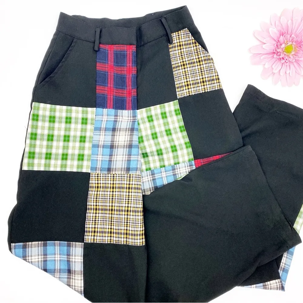 The Ragged Priest X Free People Error Plaid Patchwork Straight Leg Pants Trouser - Image 7