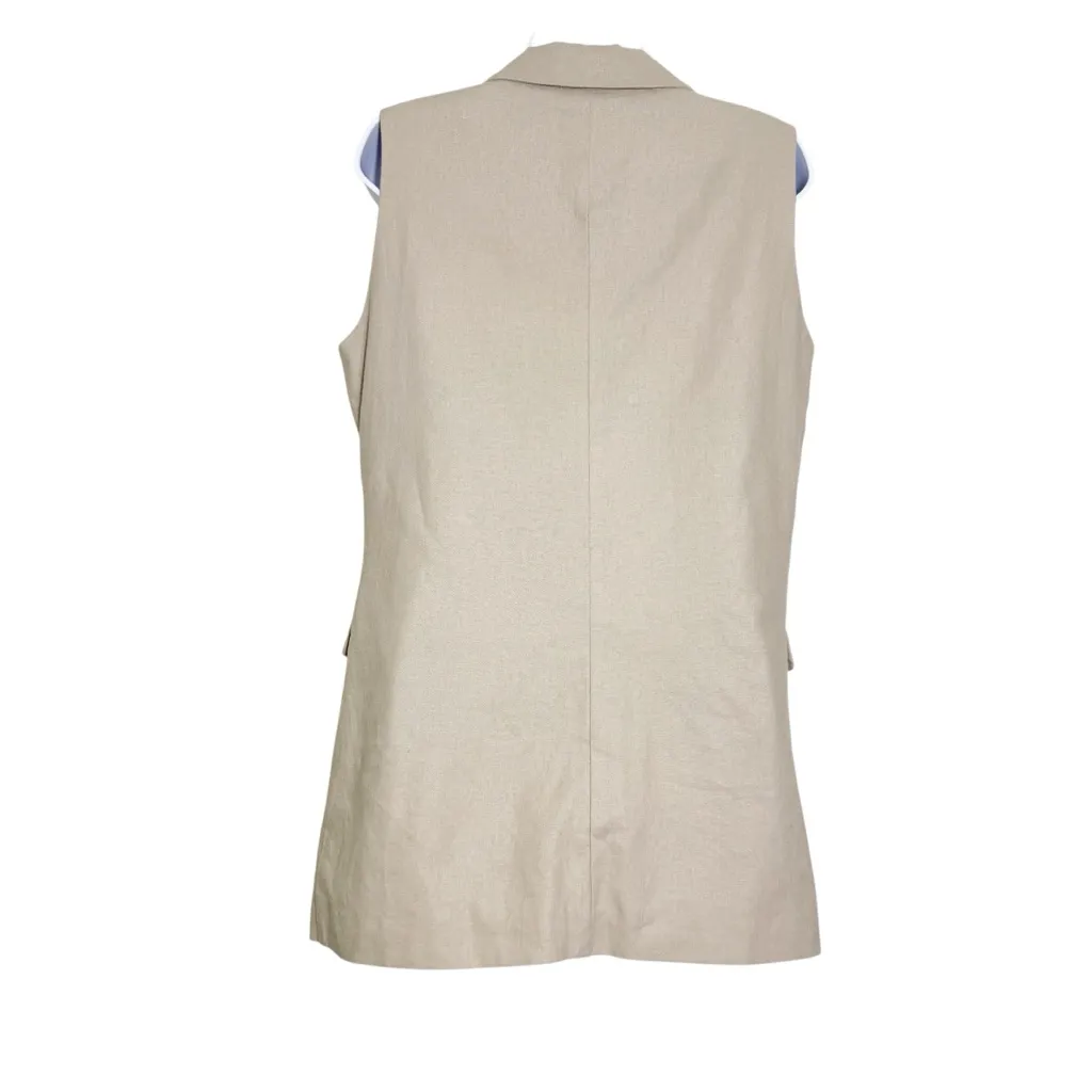 Halston Beige Linen Sleeveless Blazer Vest‎ Women’s Size S - Image 8