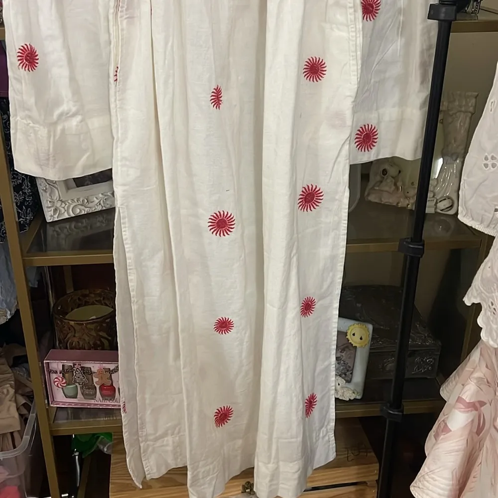 NWOT FREE PEOPLE Linen Blend Emory Embroidered Off Shoulder Prairie Midi Dress - Image 6