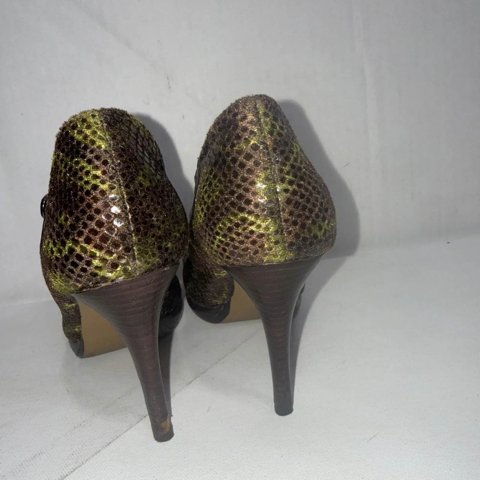 Vintage Y2K Tahari Marti Peep Toe Snakeskin Platforms Heels Shoes Size 6.5 - Image 8