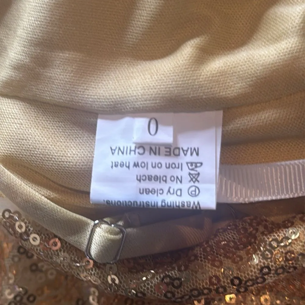 Women’s Gold Sequined Short Homecoming Dress Ruffle Hem Corset Back Size 0 NEW - Image 7