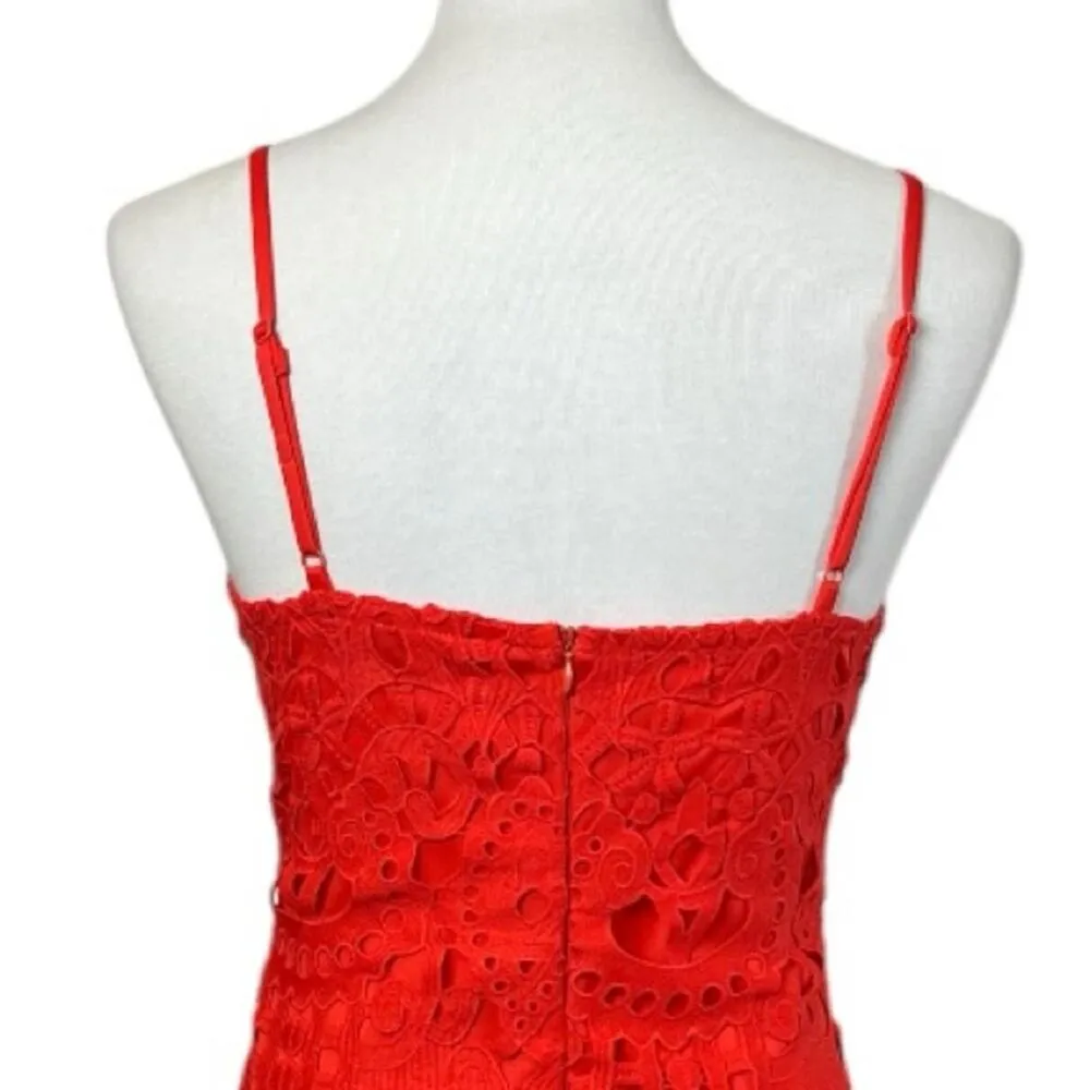 Lulus Mini Dress Lace Crochet Bodycon Spaghetti Strap Coral Women’s Size Small - Image 10