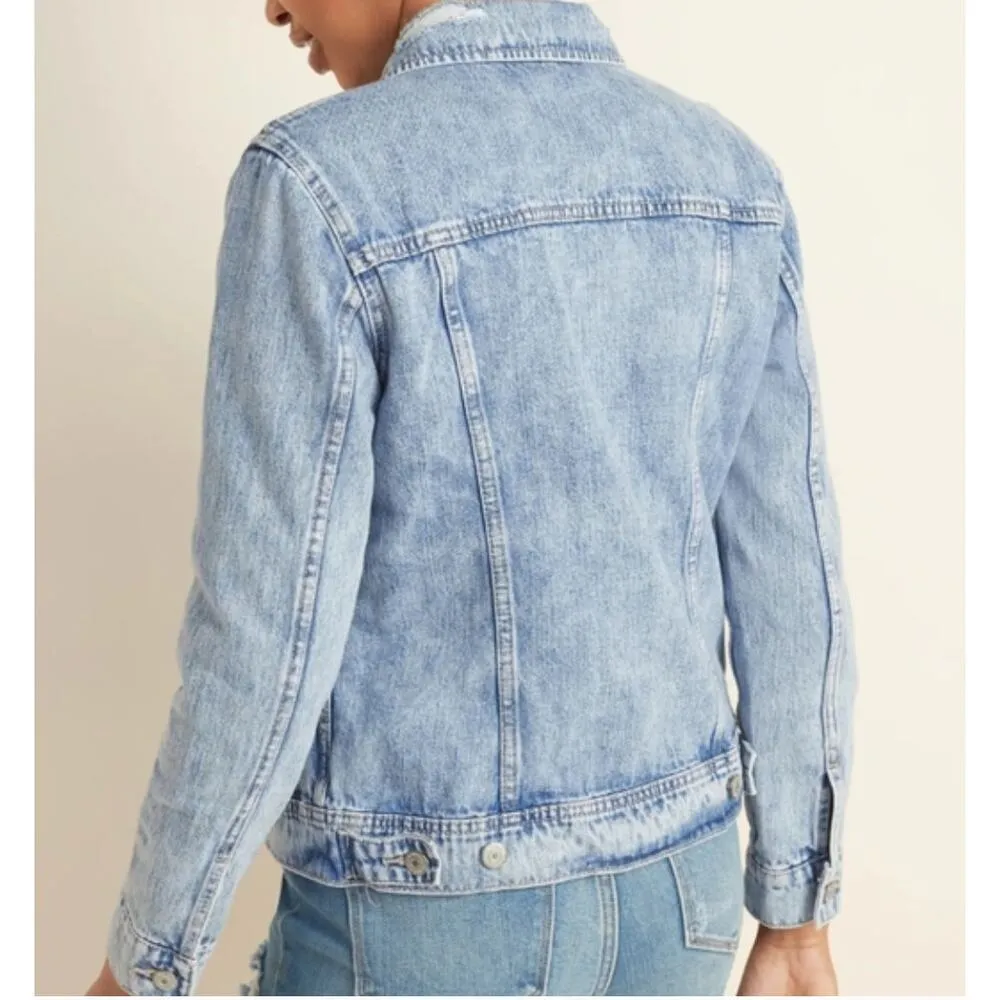 Old Navy Distressed Denim 100% Cotton Jean Jacket Medium - Image 13
