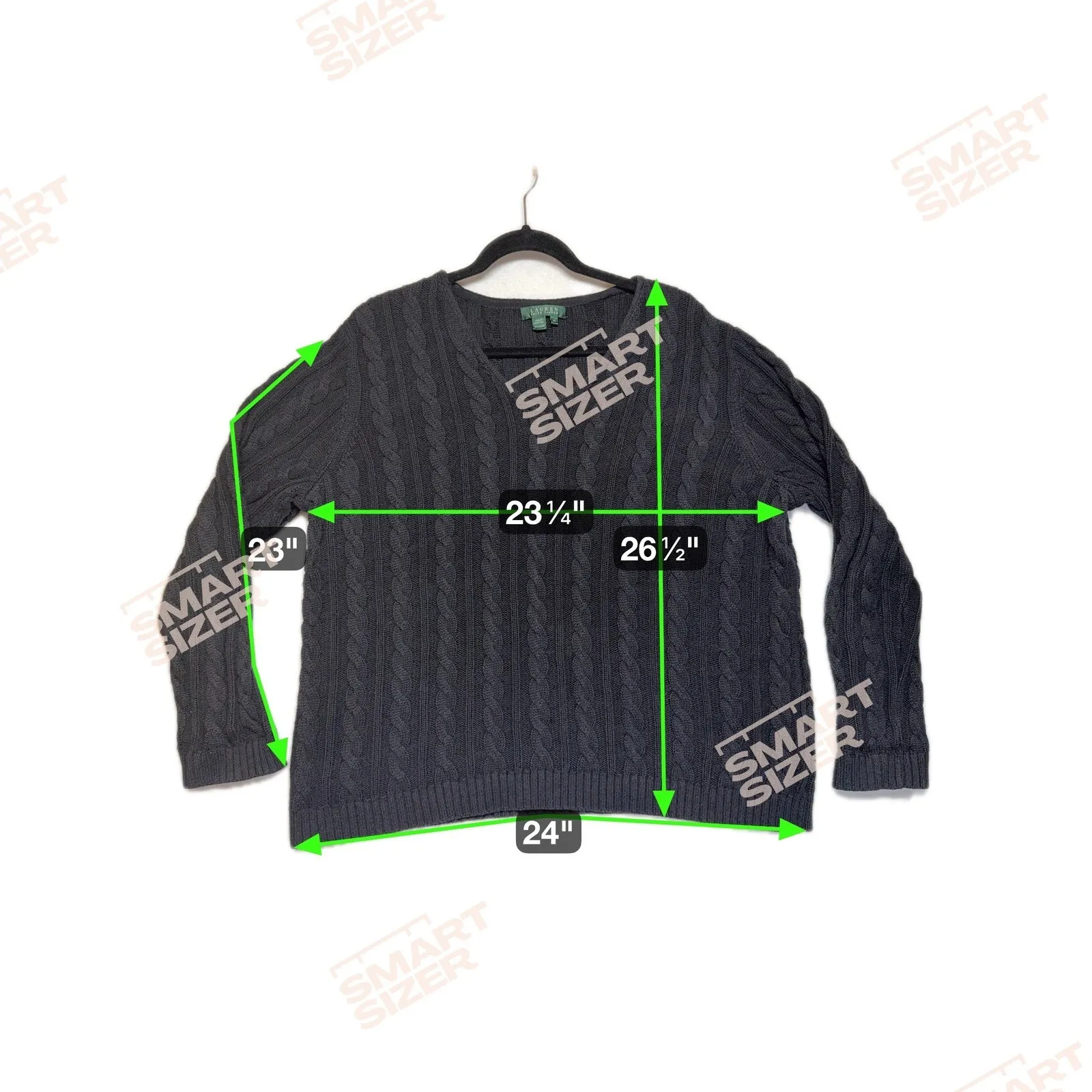 Lauren‎ Ralph Lauren Black Cable Knit V Neck Cotton Sweater Plus Size 2X - Image 8