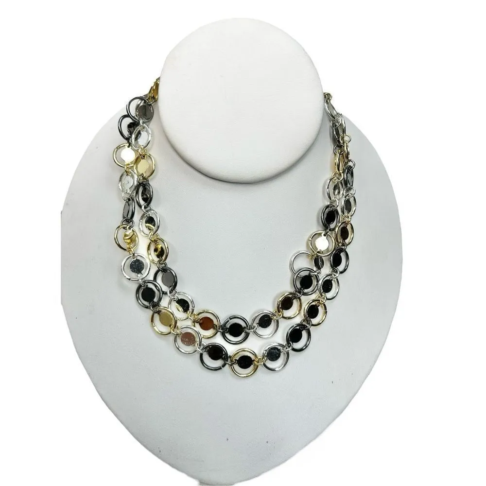 Daisy Fuentes Gold & Silvertone Metal disc  Necklace w/ Lobster Claw Clasp - Image 2