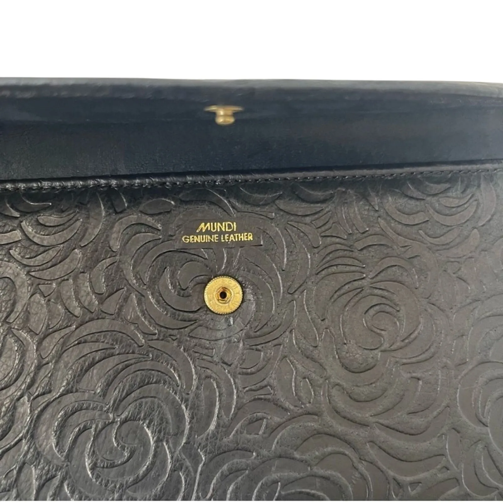 MUNDI Tooled Genuine Leather Wallet With Flowers, Size 7.5 x 4 inches - Image 7