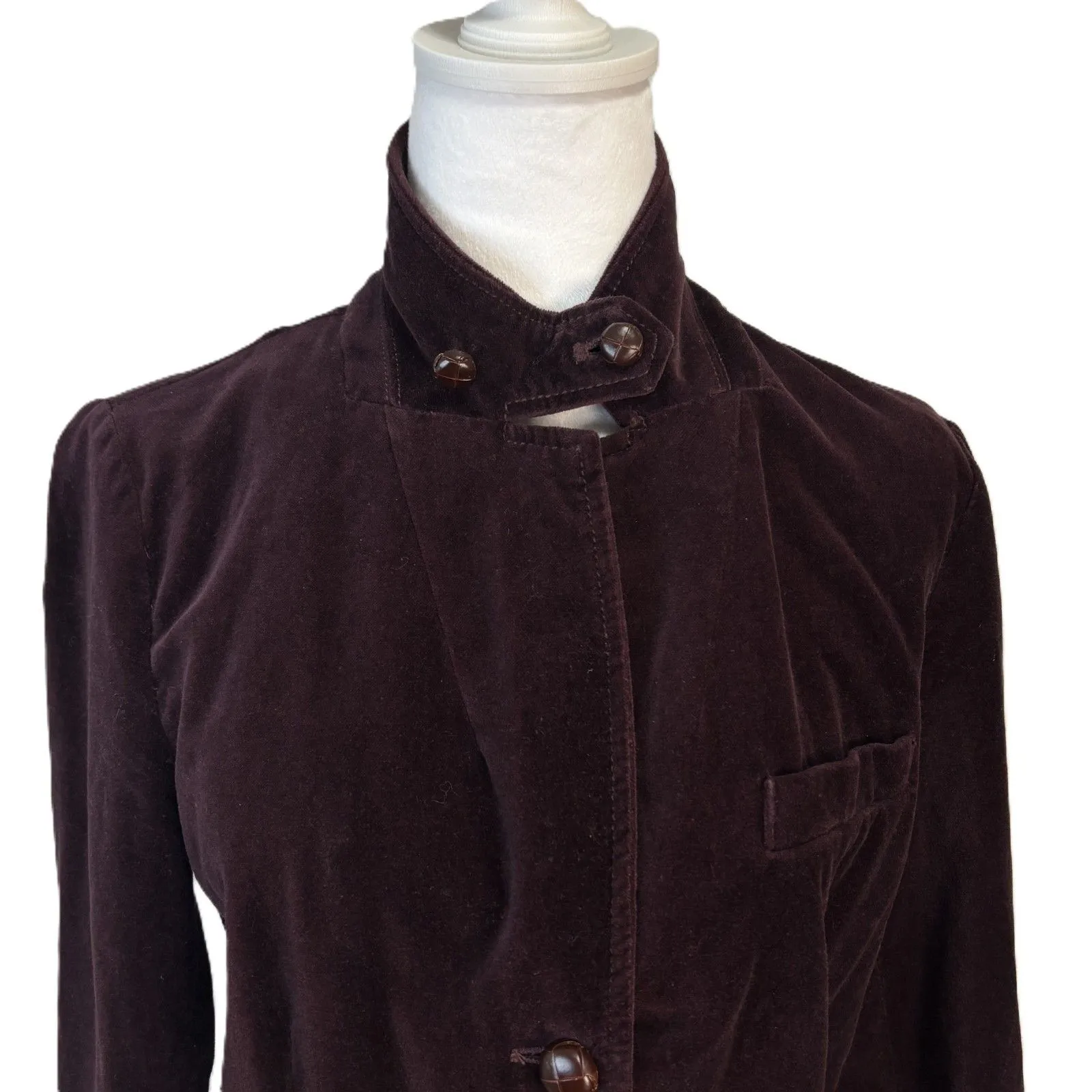J. Crew Womens Velvet Blazer Dark Purple Wood Button Academia Preppy Career Sz M Size M - Image 4