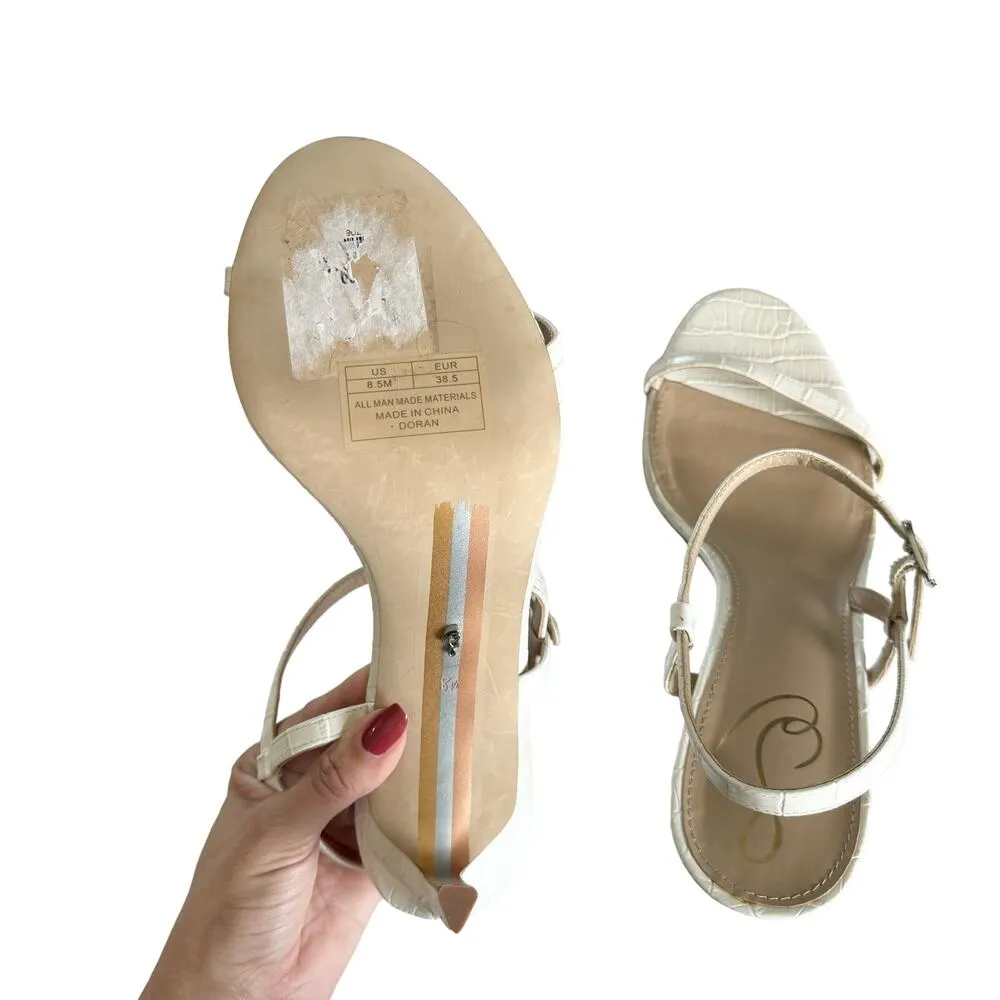 Sam Edelman Women’s Doran White Crocodile Strappy Stiletto Heel Sandals Size 8.5 - Image 6