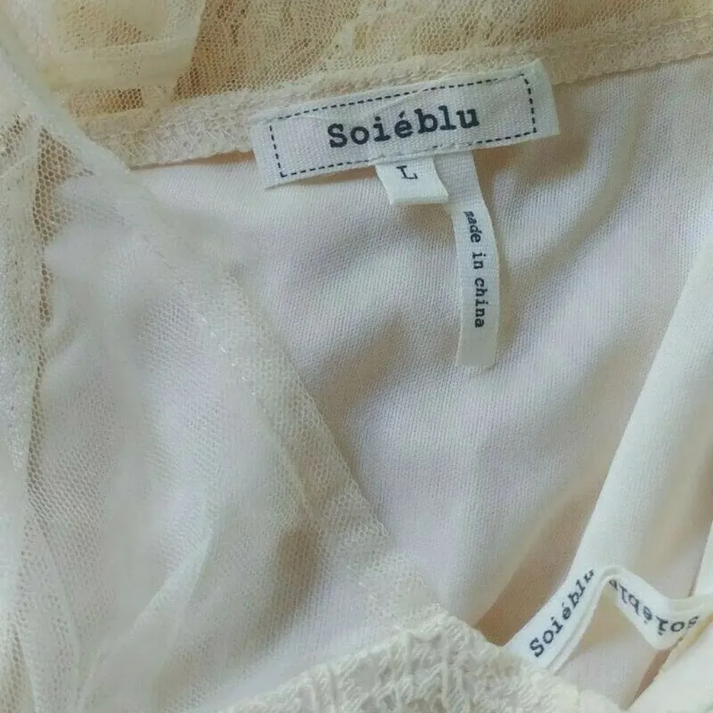 Soiéblu Ivory Lace Illusion Sweetheart Neckline Knee-Length ModCloth Dress Large - Image 8