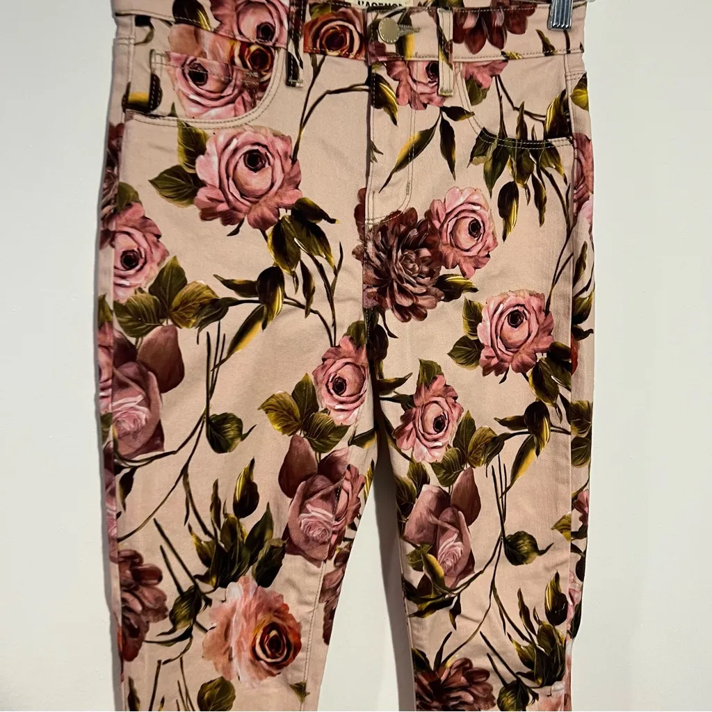 L'agence Margot High Rise Floral Skinny Jeans In‎ Pomelo Rosa Size 24 - Image 3