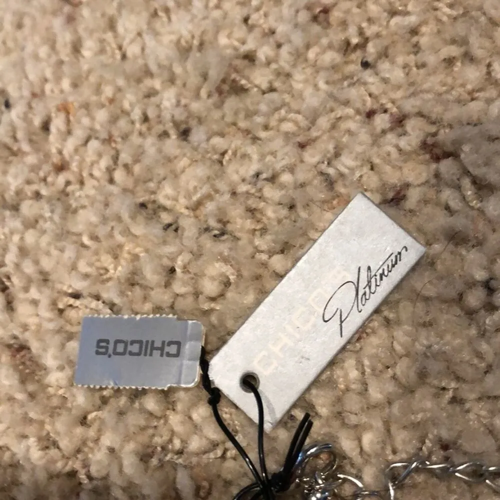 CHICO'S Chicos Platinum Necklace Tortoise Shell Link Chain NWT Adjustable Length - Image 8