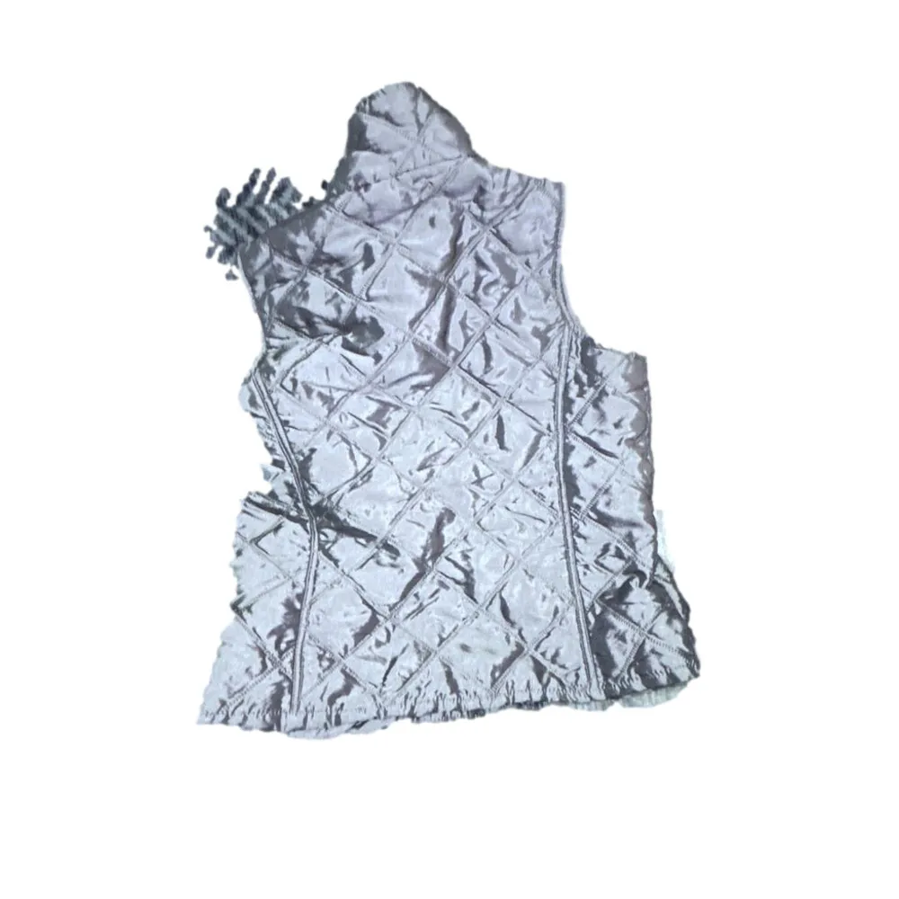 Jane Ashley Quilted Vest Medium Gray Full Zip - Image 2