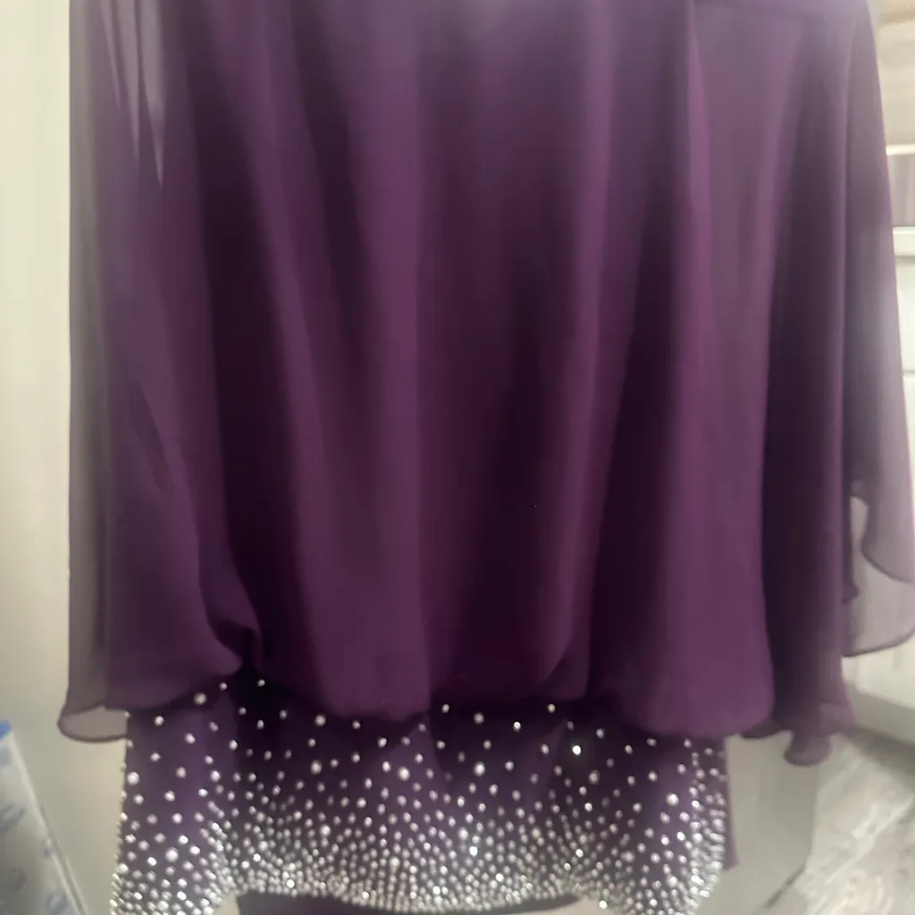 MSK Purple Blouse with Beaded Hem Size XXL - Image 7