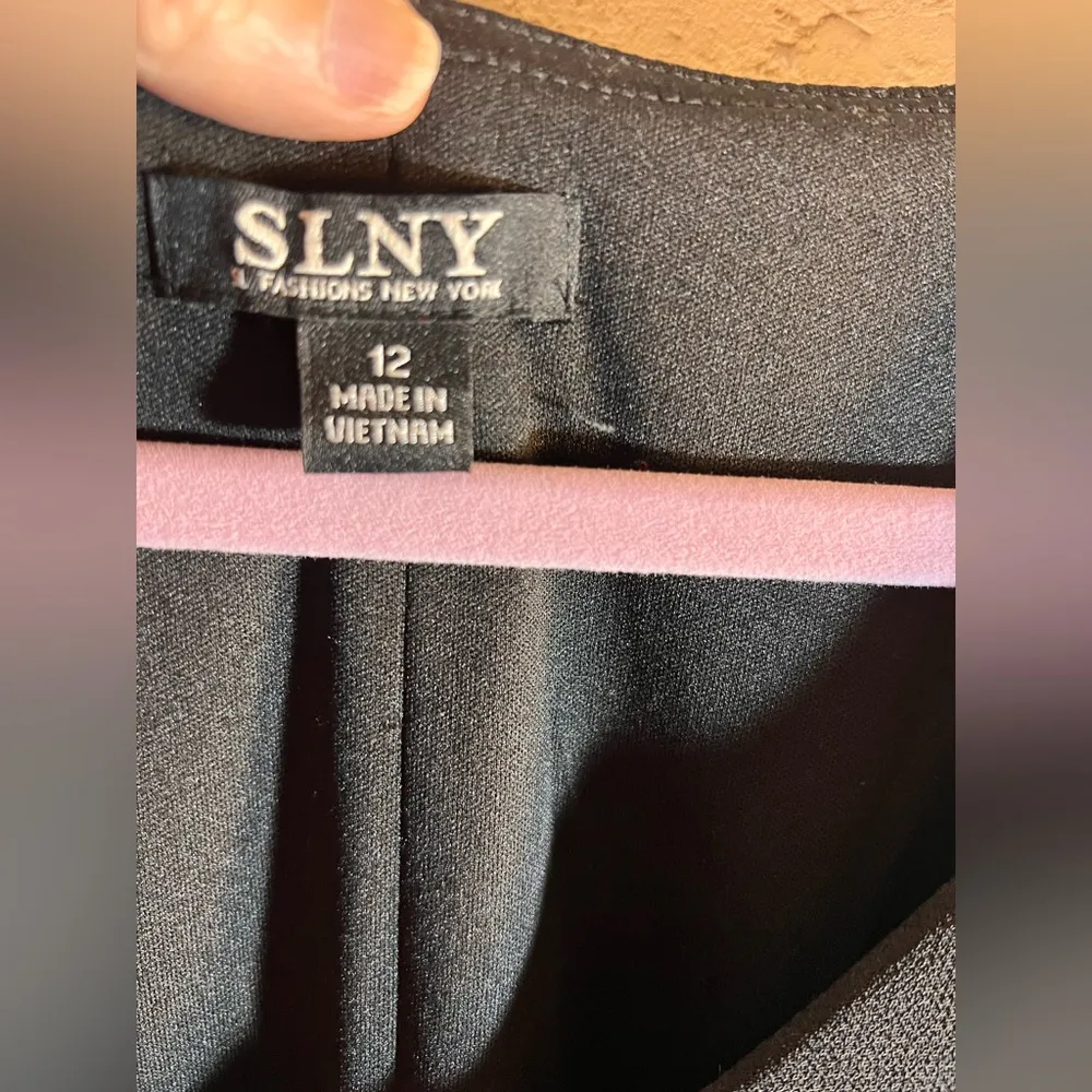 SLNY Black Asymmetrical Ruffled Midi Dress - Image 6