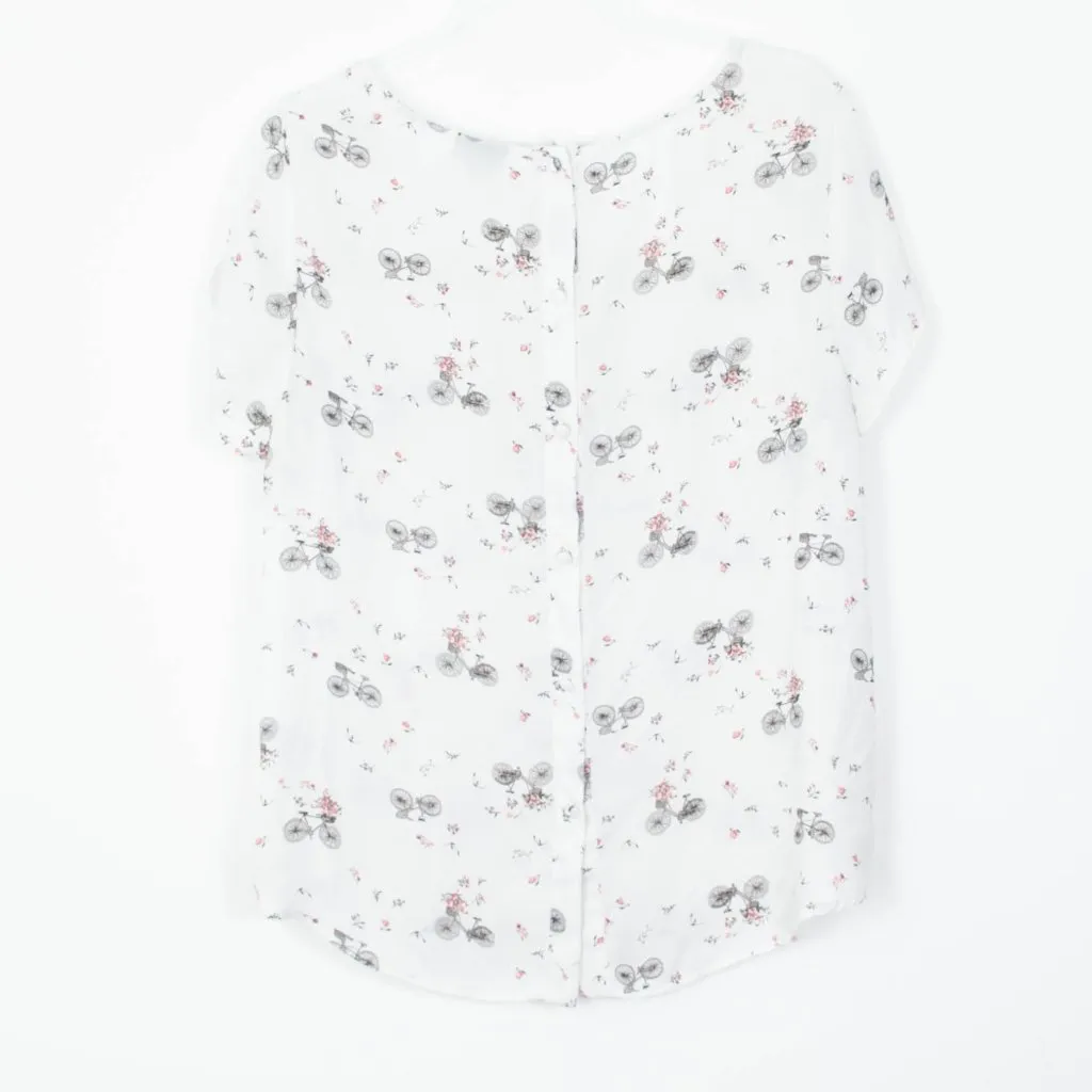 Torrid Womens Abbey Bicycle‎ Georgette Button Back Blouse Size 0 Large White - Image 5