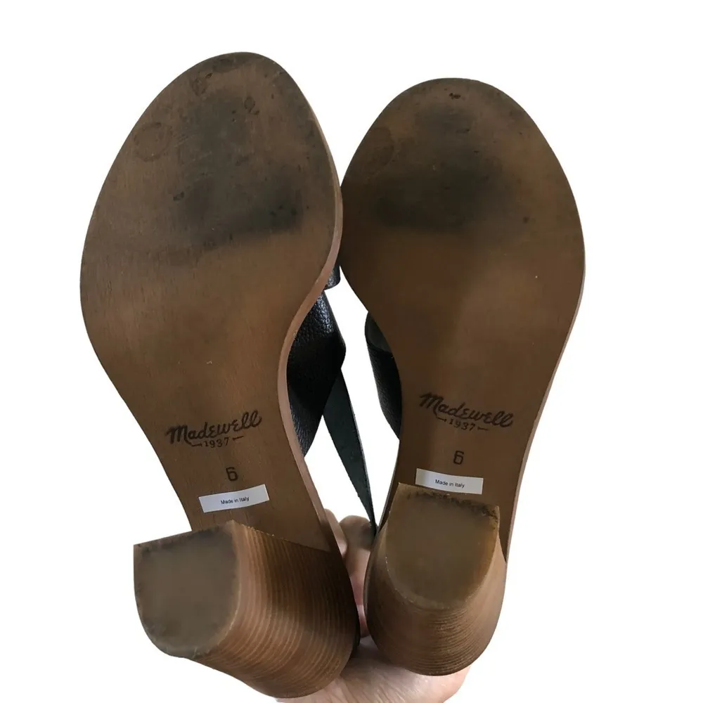 Madewell Beckett Black Leather Stacked Heel Sandals 6 - Image 3