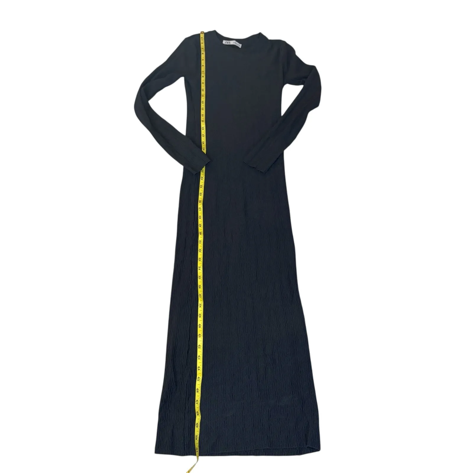 Zara‎ Gray Ribbed Knit Long Sleeve Bodycon Midi Dress Minimalist Chic Small - Image 4