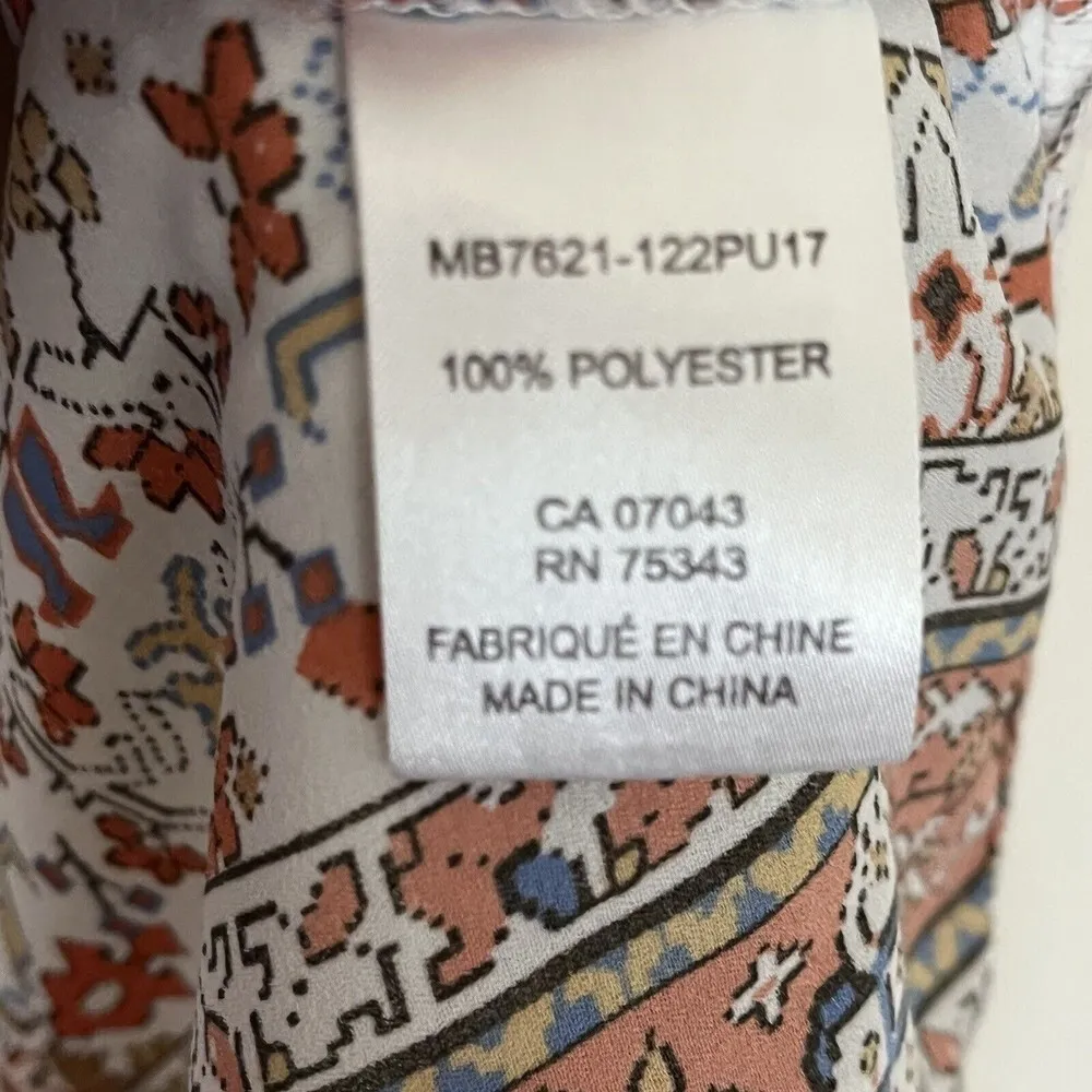 Artisan‎ Ny Floral Top Womens Size XL Tunic Notched 3/4 Sleeves Multicolor - Image 7