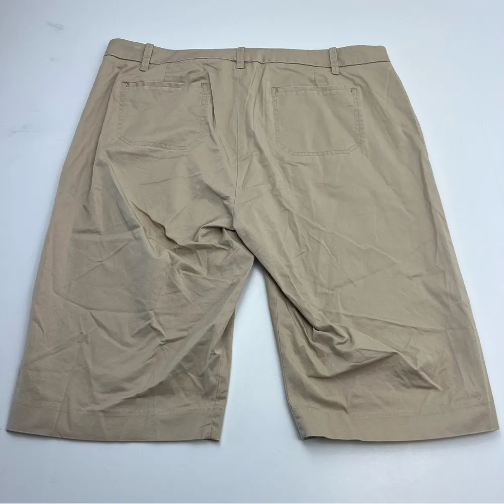 Vince Stretch Cotton Mid-Rise Bermuda Short Womens Size 16 Tan Khaki Coastal NEW - Image 14