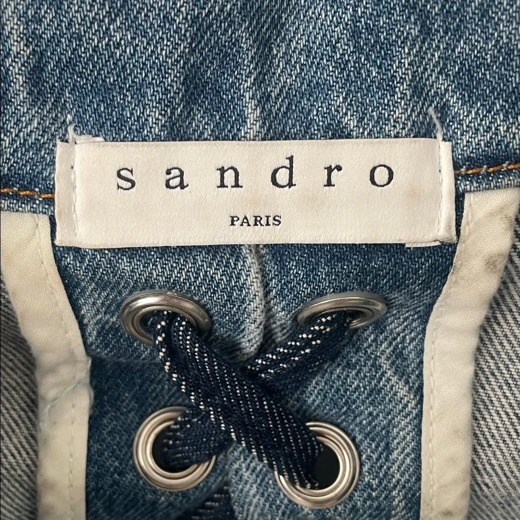 Sandro Blue Denim jacket with lace - Image 9