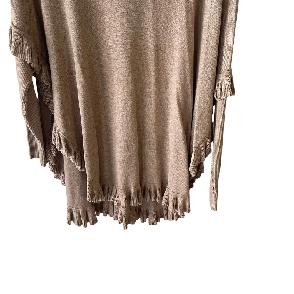Joseph A Women's Size Medium Tan‎ Cowl Neck Poncho Cape Sweater - Image 3