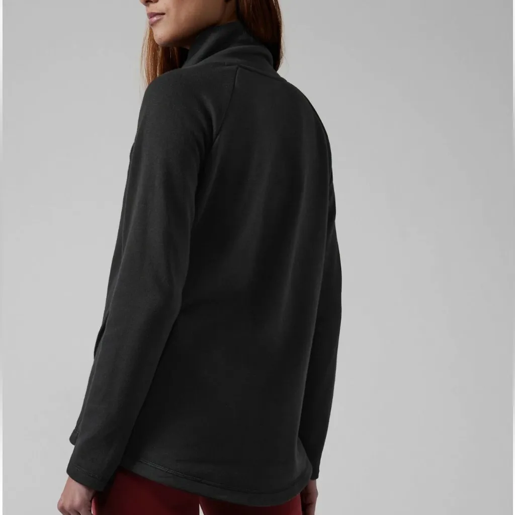 EUC Athleta Cozy Karma Asymmetrical Pullover Black Size Large Retail $108.00 - Image 2