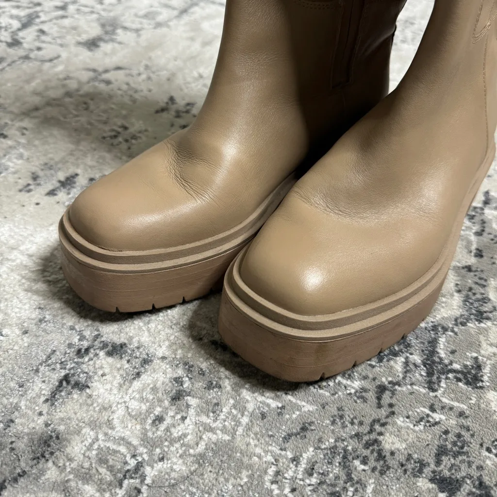 Sam Edelman Larina Leather Pull On Knee-High Boots Sesame size 6.5 - Image 4