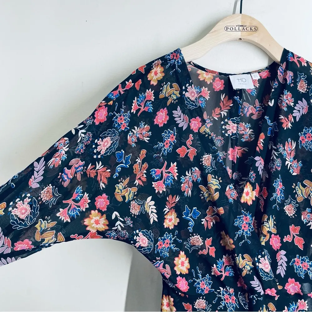 HD in Paris Anthro Floral Sheer Maxi Dress Black Multicolor size 0 - Image 6