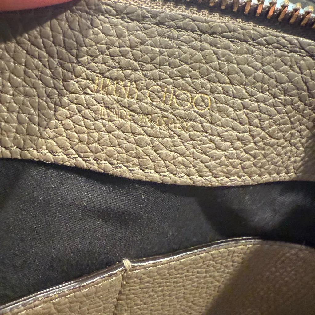 Jimmy Choo Taupe Leather Bria Tote S with Shoulder Strap - Unbranded Chain Strap - Image 12