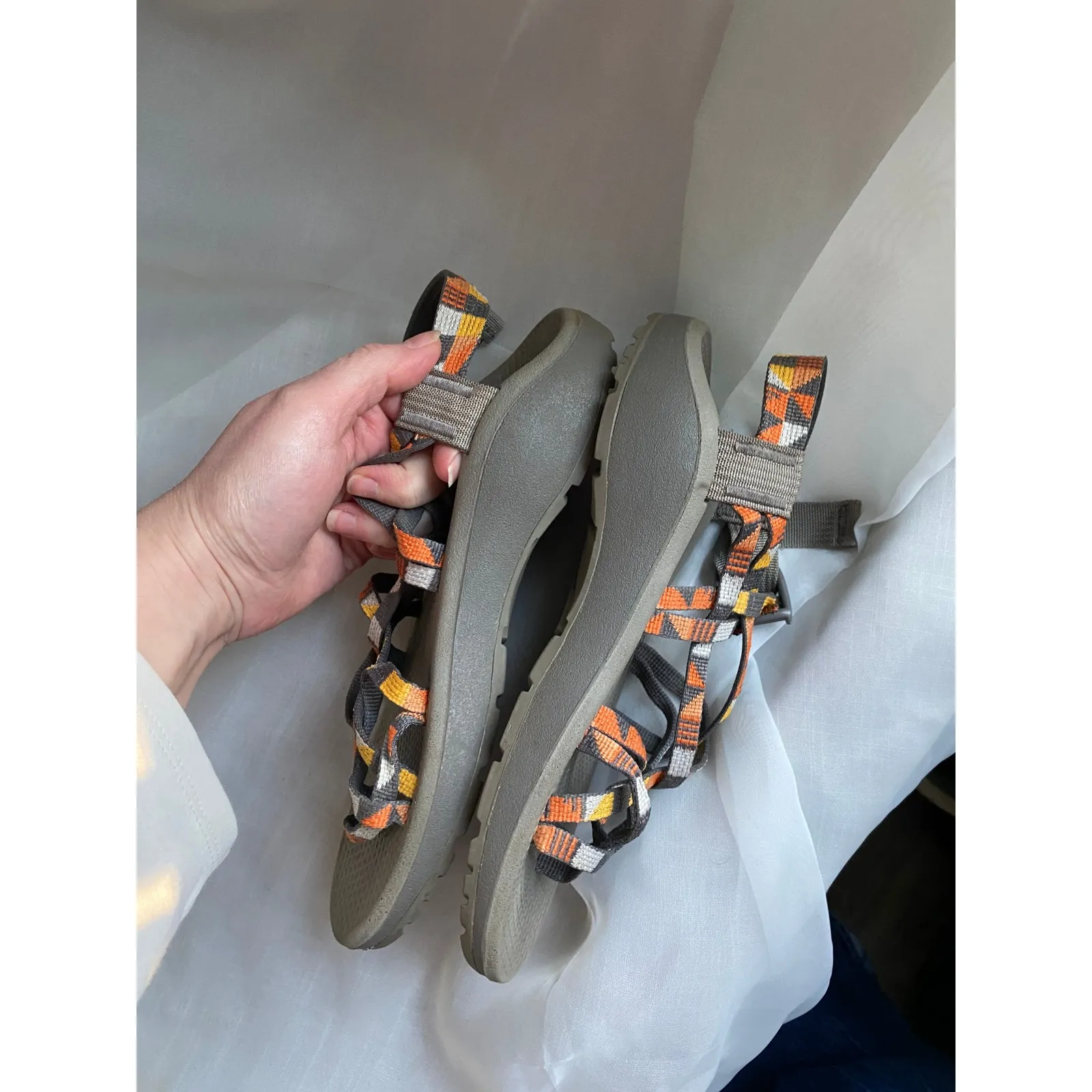 Chacos Strappy Orange Sandals 6 Sport Outdoors Granola Gorpcore Vacation Hiking - Image 5