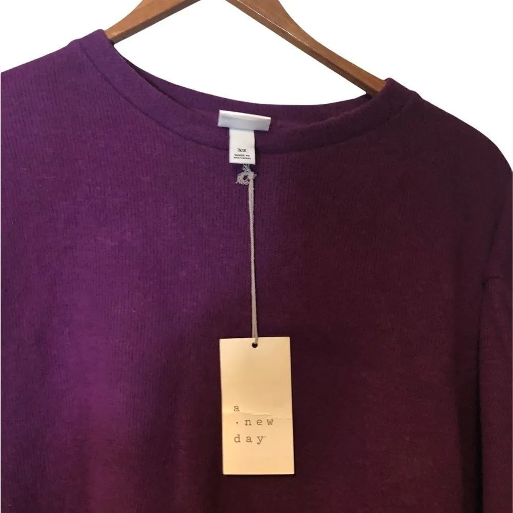 A New Day Long Sleeved Eggplant Sweater - Image 2