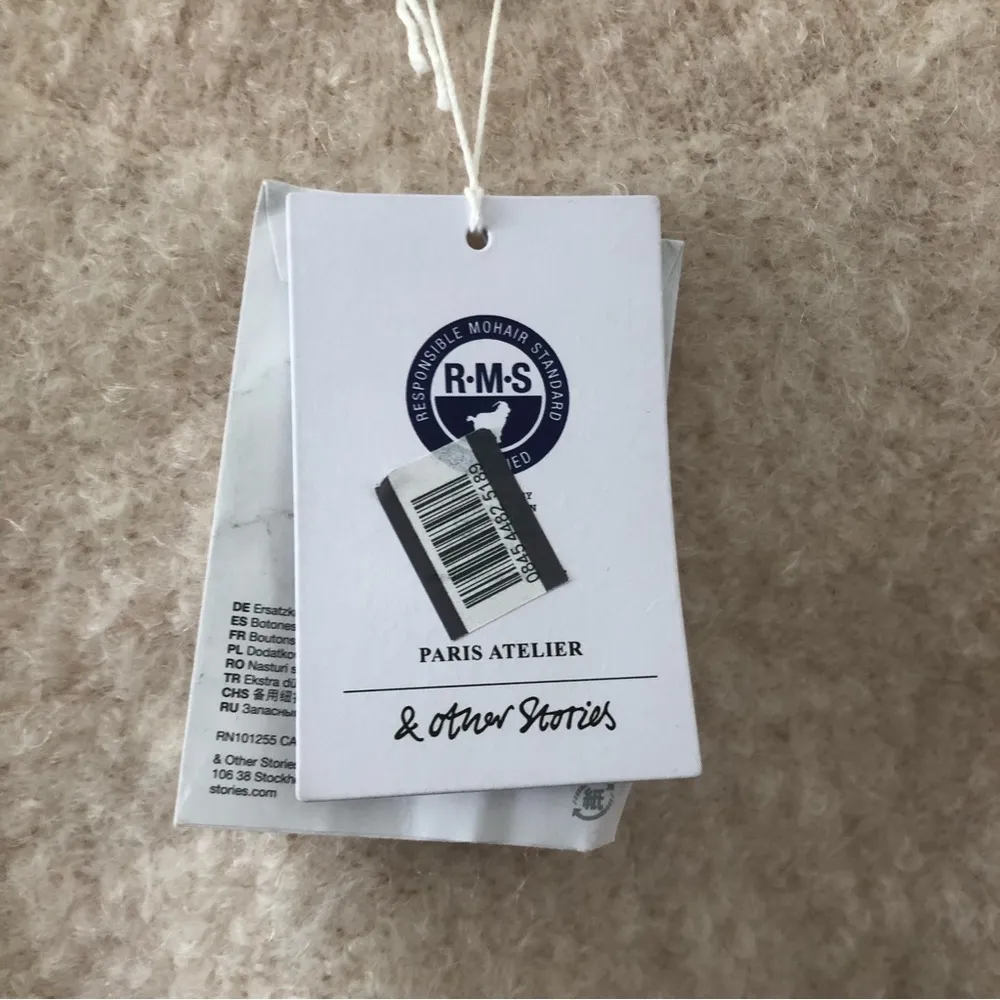 & Other Stories Rhinestone Button Beige Sweater NEW - Image 7