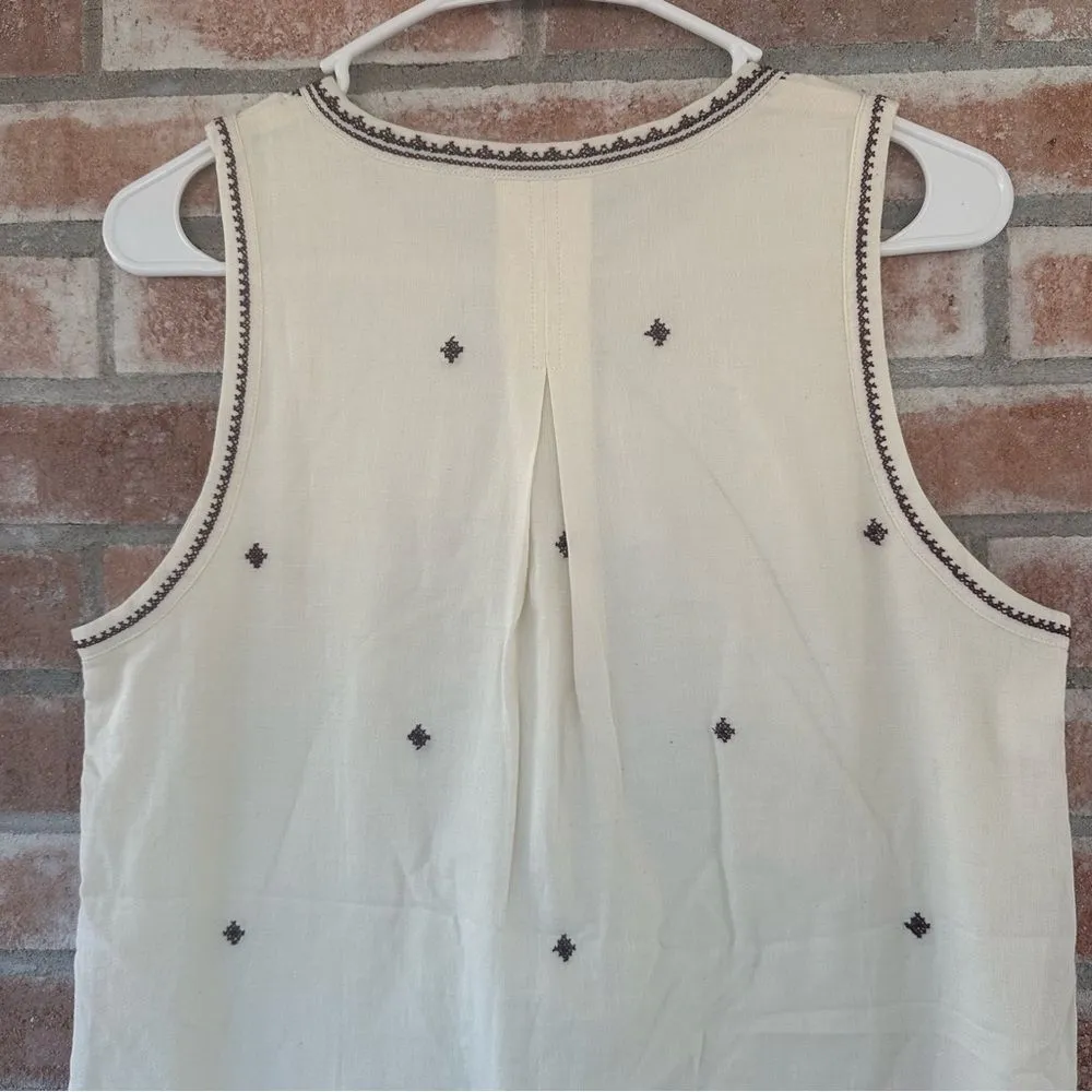 NWT Madewell Embroidered Suncoast Shift Dress Cream Size 2 Aztec Cotton Tassels - Image 8