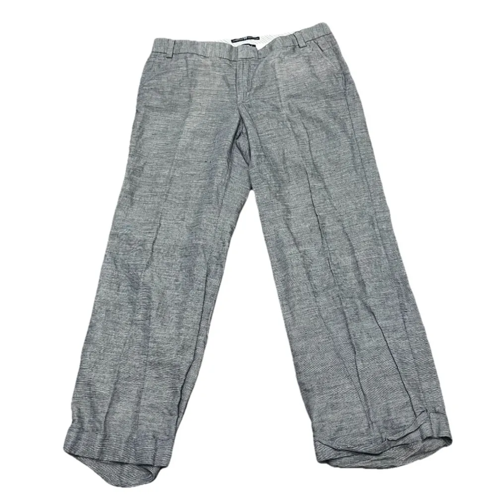 Vintage Y2K GAP Linen Wide Leg Pants Women’s 12 | Gray Cuffed Trousers 34X30 - Image 2