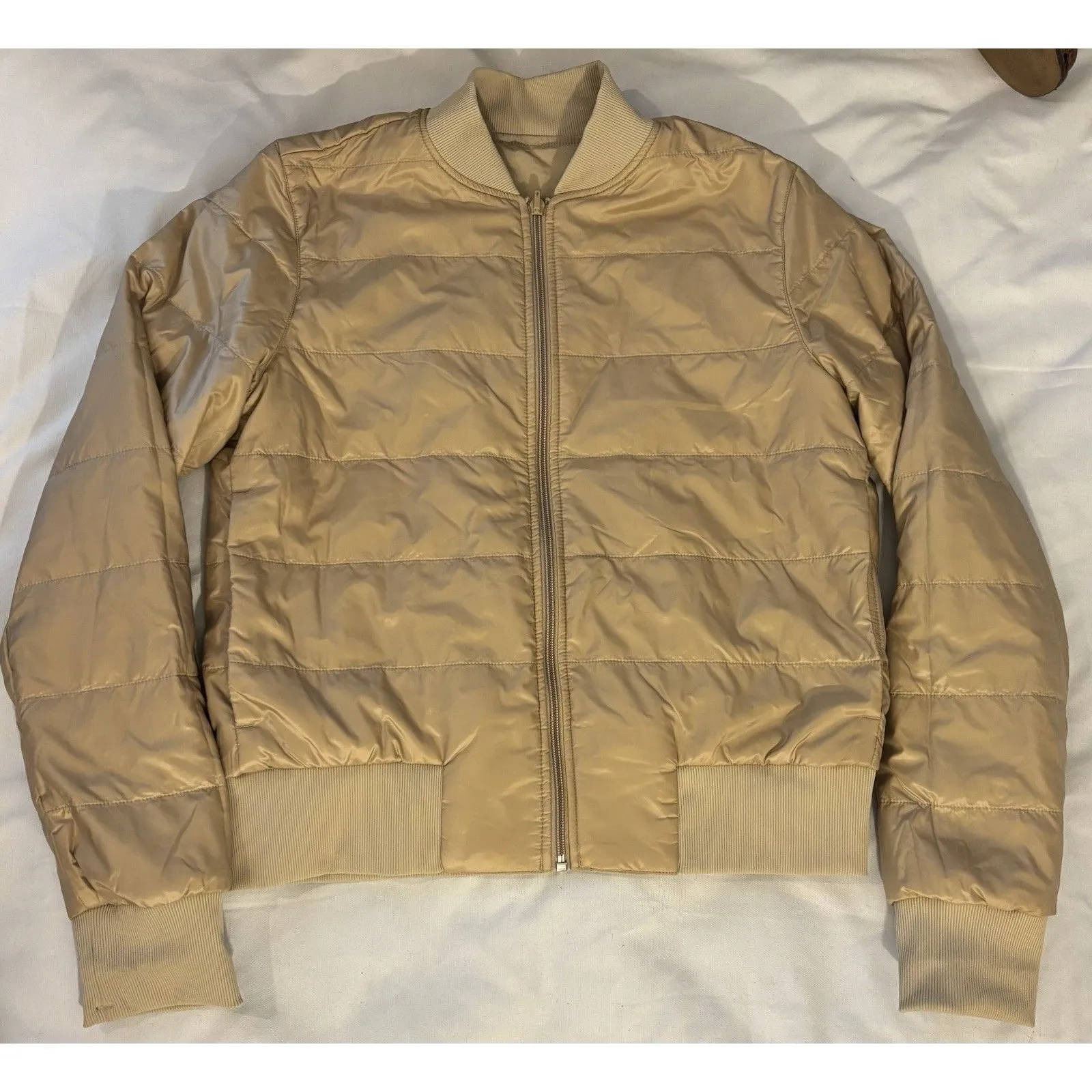 Lululemon Womens Non Stop Reversible PrimaLoft Bomber Jacket 6 Tan Trench Puffer - Image 9
