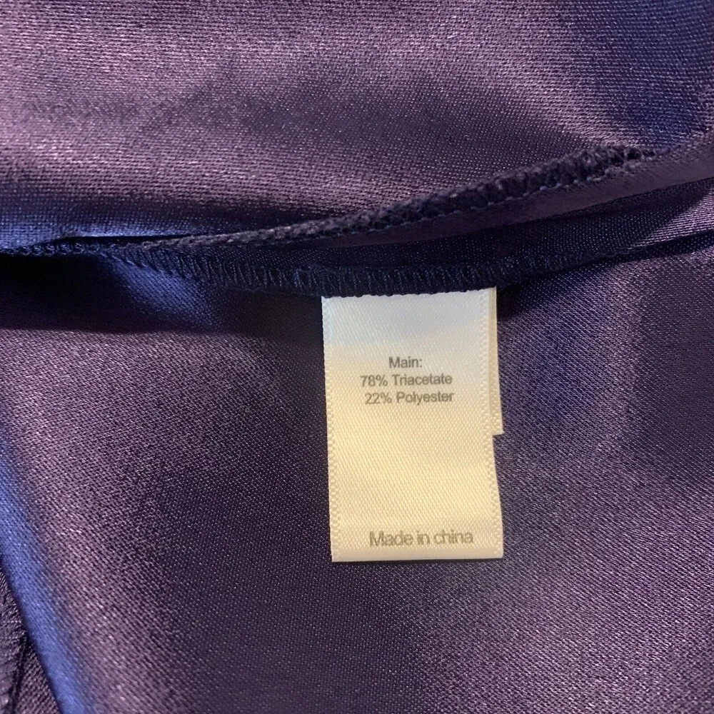 ST. JOHN Womens Size XL Purple Satin Cape Detail Top Blouse - Image 5