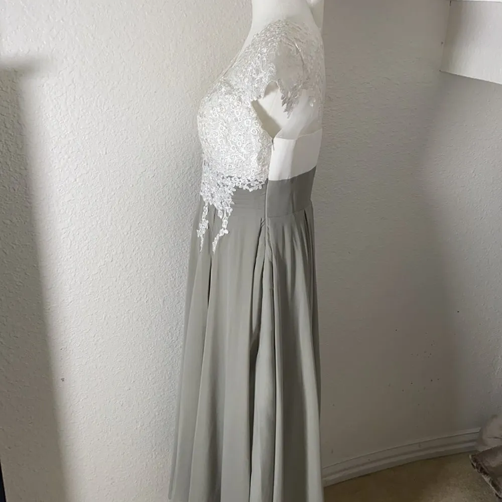 Women’s Ivory Lace Top Chiffon V - Image 4