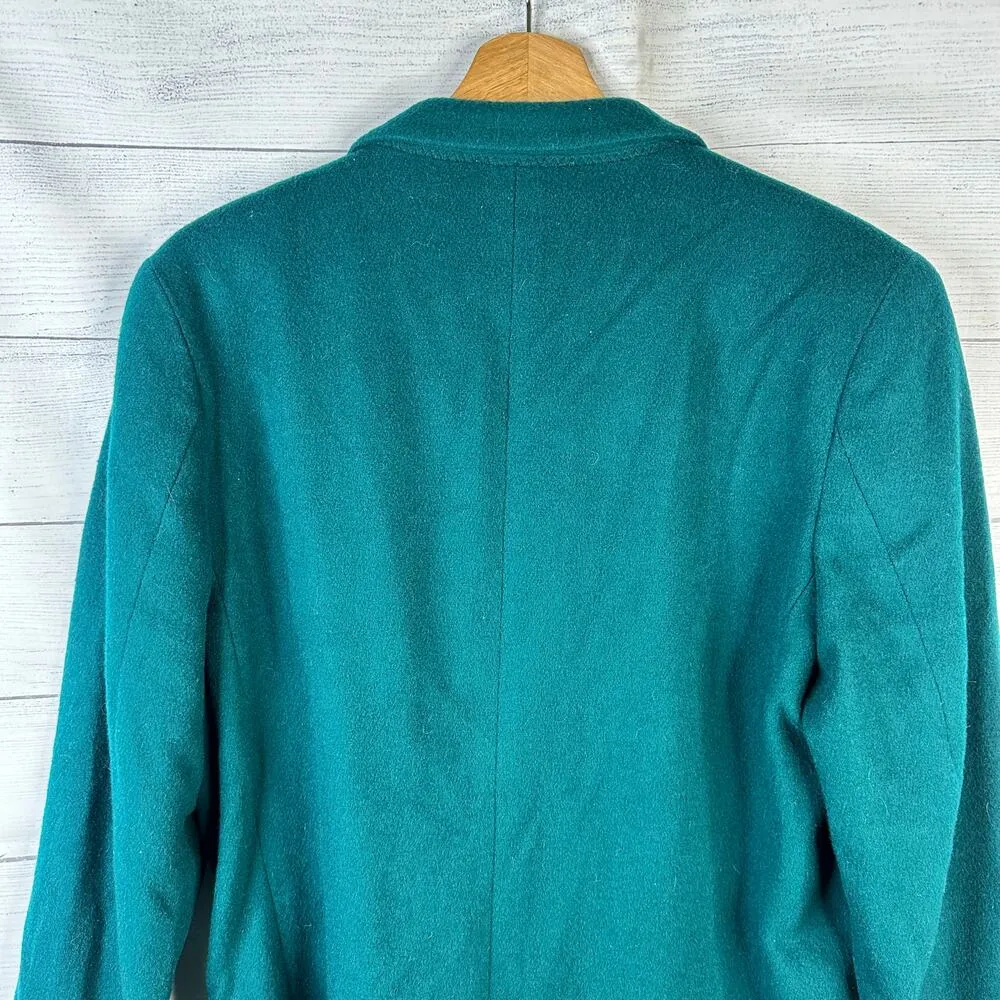 LL Bean Womens size 12 Vintage Wool Cashmere Blazer Jacket Green - Image 5