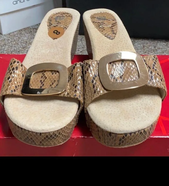 G C Shoes open toes snakeskin slip ons.3” heels 8 - Image 6