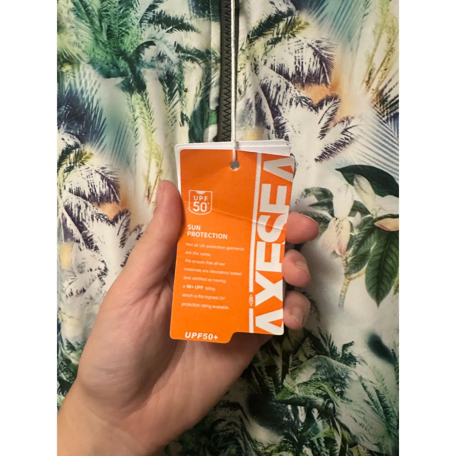 NWT Axesea Side Ruching Long Sleeve One Piece Swimsuit Coconut Palm Sz 14UK 10US Green - Image 2