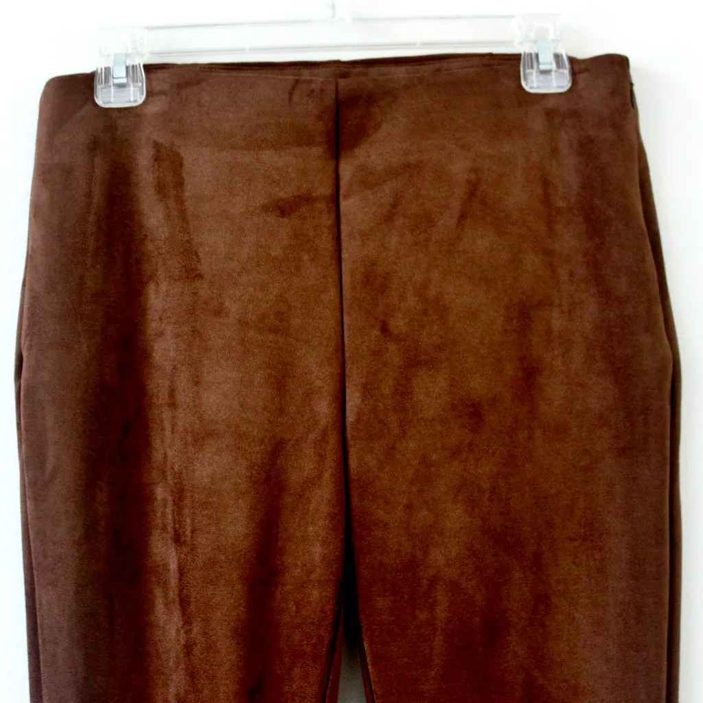 NWT Chaps Chocolate Brown Vegan Suede Mid-Rise Fitted Legging Medium - Image 4